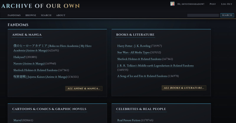 Gilded Frost β AO3 Site Skin screenshot 1