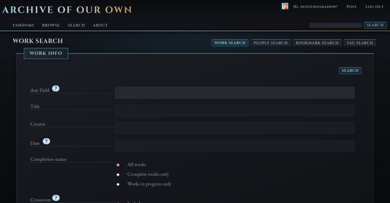 Gilded Frost β AO3 Site Skin screenshot 9